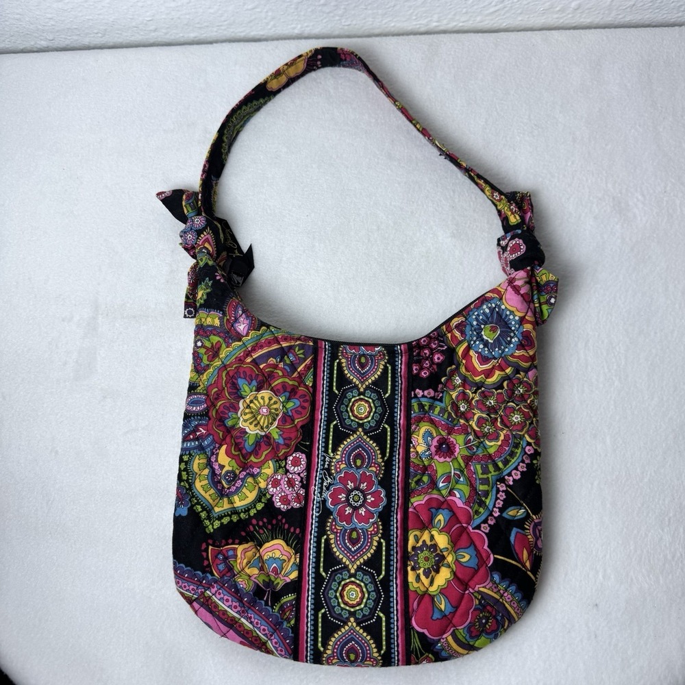 Vera Bradley Symphony In Hue Hobo Shoulder Bag Paisley Quilted Retired Tie Sides